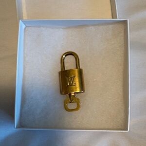 Louis Vuitton Gold Lock with Logo and Key #310 Beautiful Condition